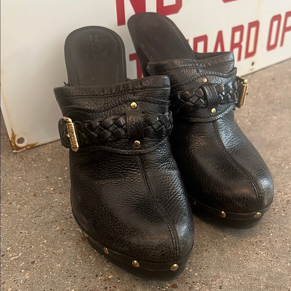 Michael Michael Kors Black Leather Women's Clogs